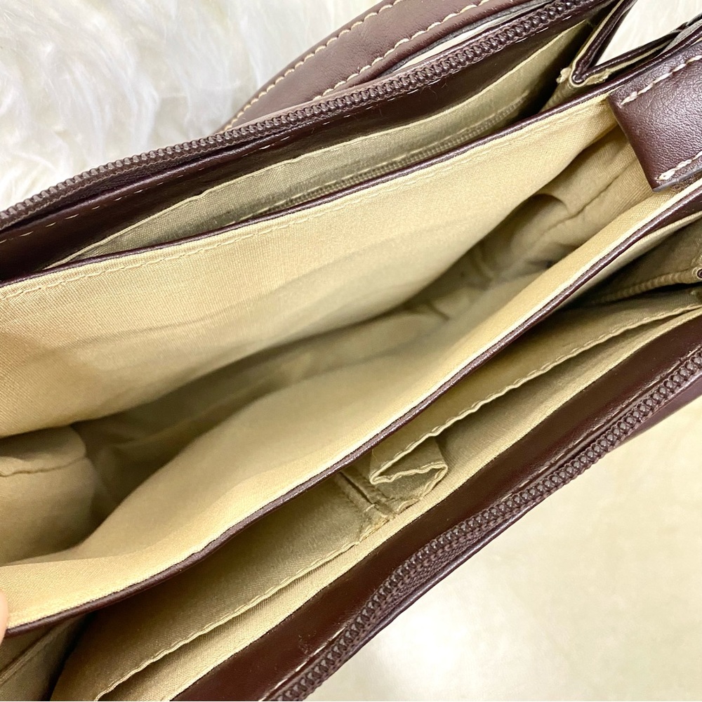Vintage First Issue Liz Claiborne Vegan Brown Leather Compact Shoulder HandBag - Picture 13 of 16